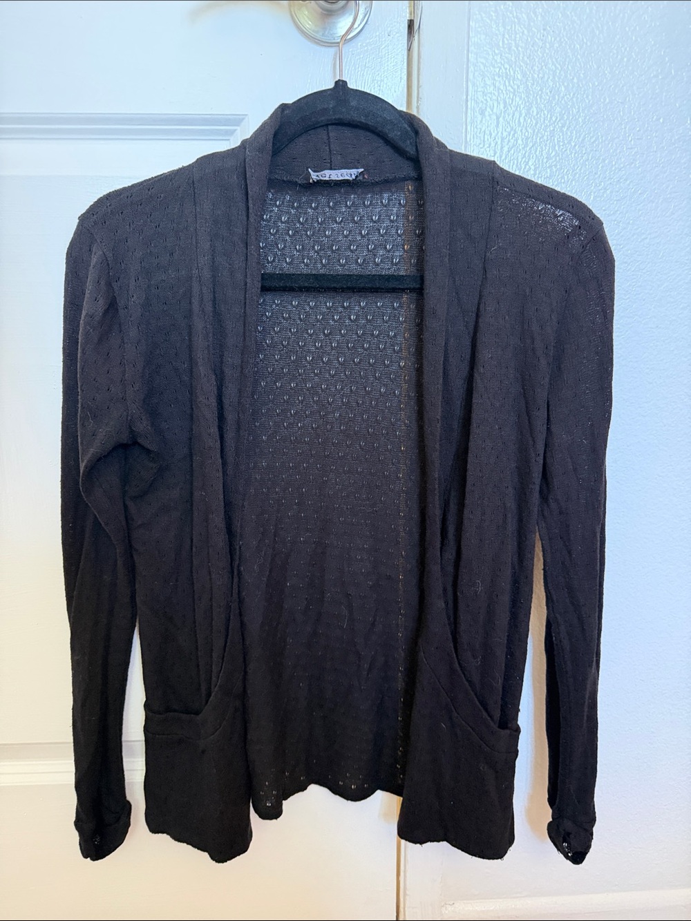Wet Seal Black Women's Open-Front Lightweight Cardigan